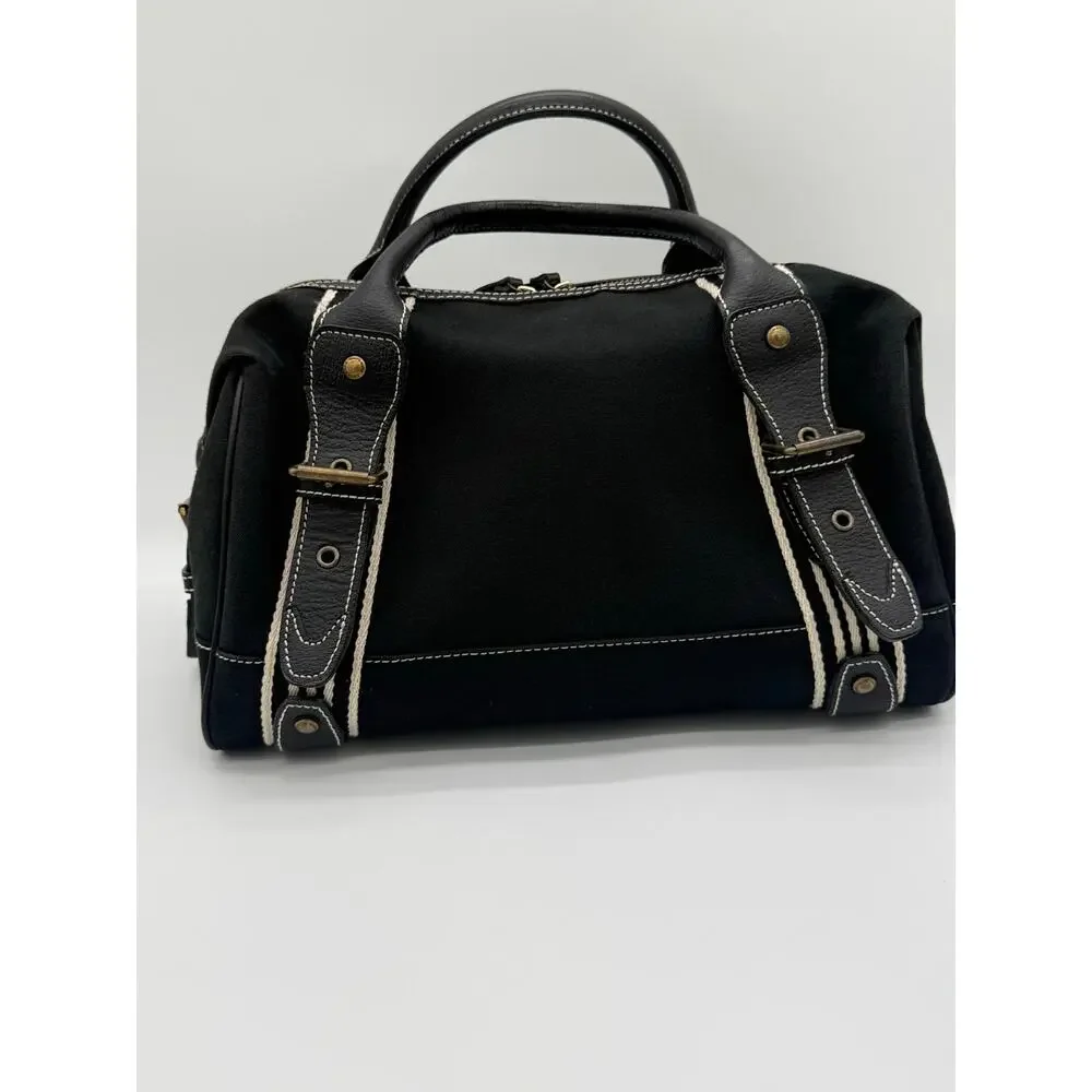 Burberry London Blue Label Black Canvas Leather Mini Boston Duffle Handbag⁠